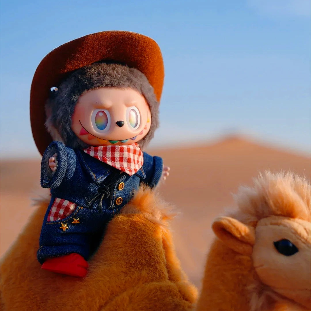 Labubu Ropa 3.0 Western Cowboy Jumpsuit with Hat Set for V1/V2 Labubu Outfit Cute Doll Clothes Accessories Trendy Gift