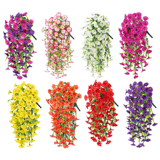 75cm Artificial Flowers Fake Morning Glory Flowers Eucalyptus Leaves Hanging Flowers For Outdoor Party Wedding Garden Decoration