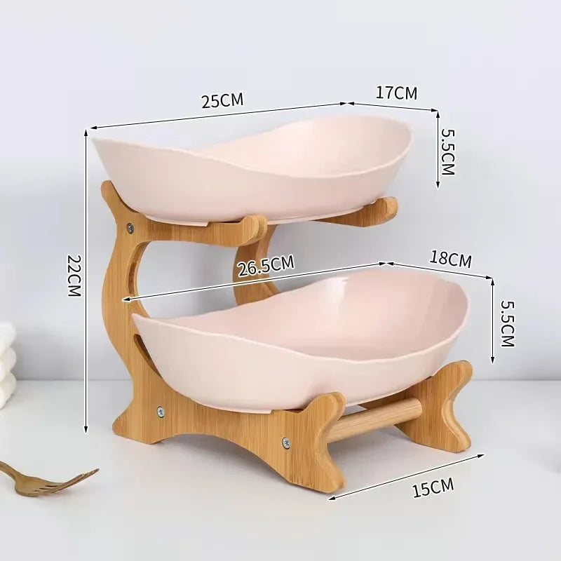 1/2/3 Layer Fruit Plate Light Luxury Plastic Wooden Snack Nuts Candy Dish Creative Salad Bowl Table Living Room Home Kitchen