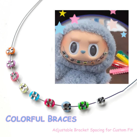 17cm Labubu Accessory Braces Labubu DIY Color Decoration Braces Doll Transparent Braces Bracket Doll Decoration
