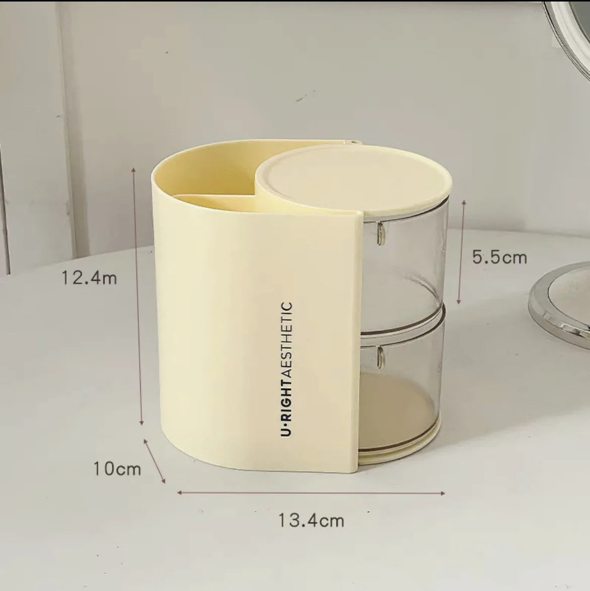 Rotating Cosmetic Storage Box Makeup Powder Puff Shelf Holder Dustproof Desktop Remover Cotton Brush Storage Rack Organizer