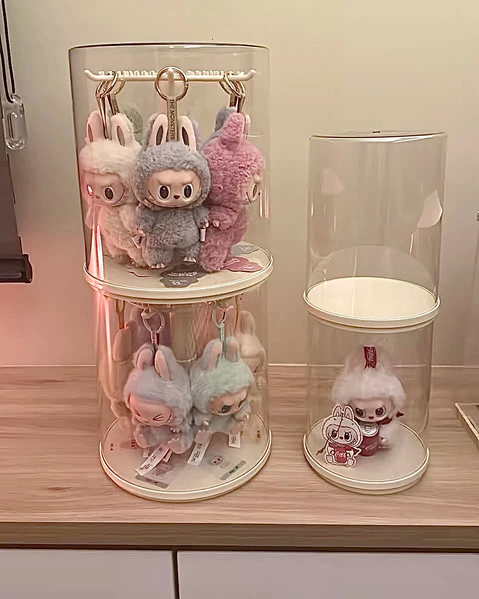 Labubu Pendant Display Box Rotating Transparent Labubu Doll  Storage Blind Box Storage Display Dustproof And Moisture-Proof