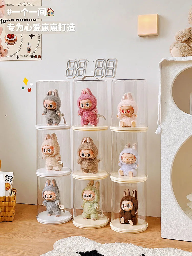 Labubu Pendant Display Box Rotating Transparent Labubu Doll  Storage Blind Box Storage Display Dustproof And Moisture-Proof