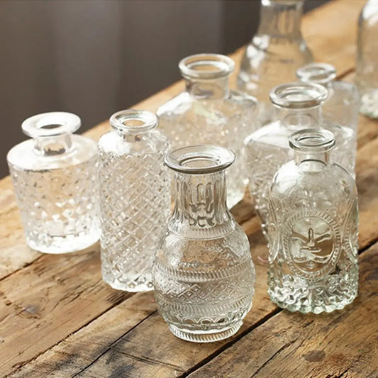 Retro Hydroponic Plant Vase Transparent Glass Vase INS Flower Vase Desktop Ornaments Home Decoration Wedding Party Supplies