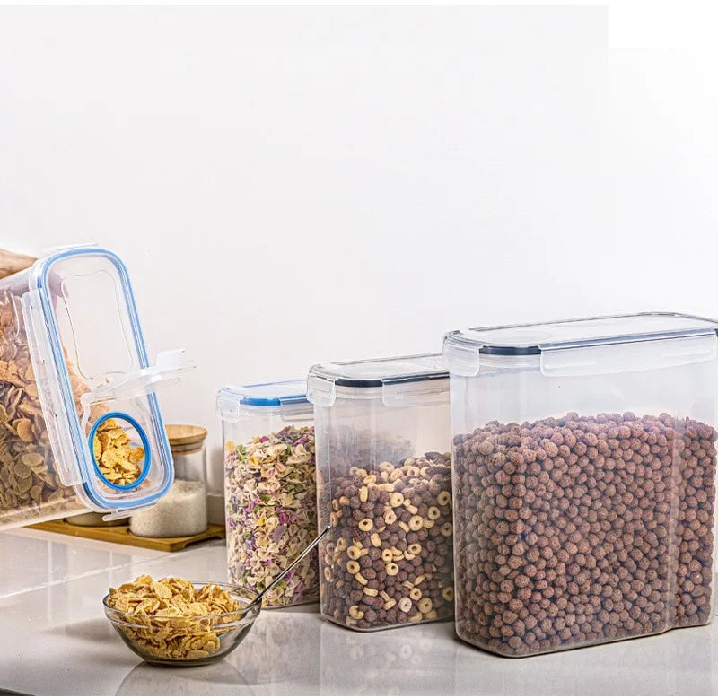 4pc Kitchen Food Storage Tank Miscellaneous Grain Storage Box 2.5L/4L Set Transparent PP Sealed and Waterproof Storage Container