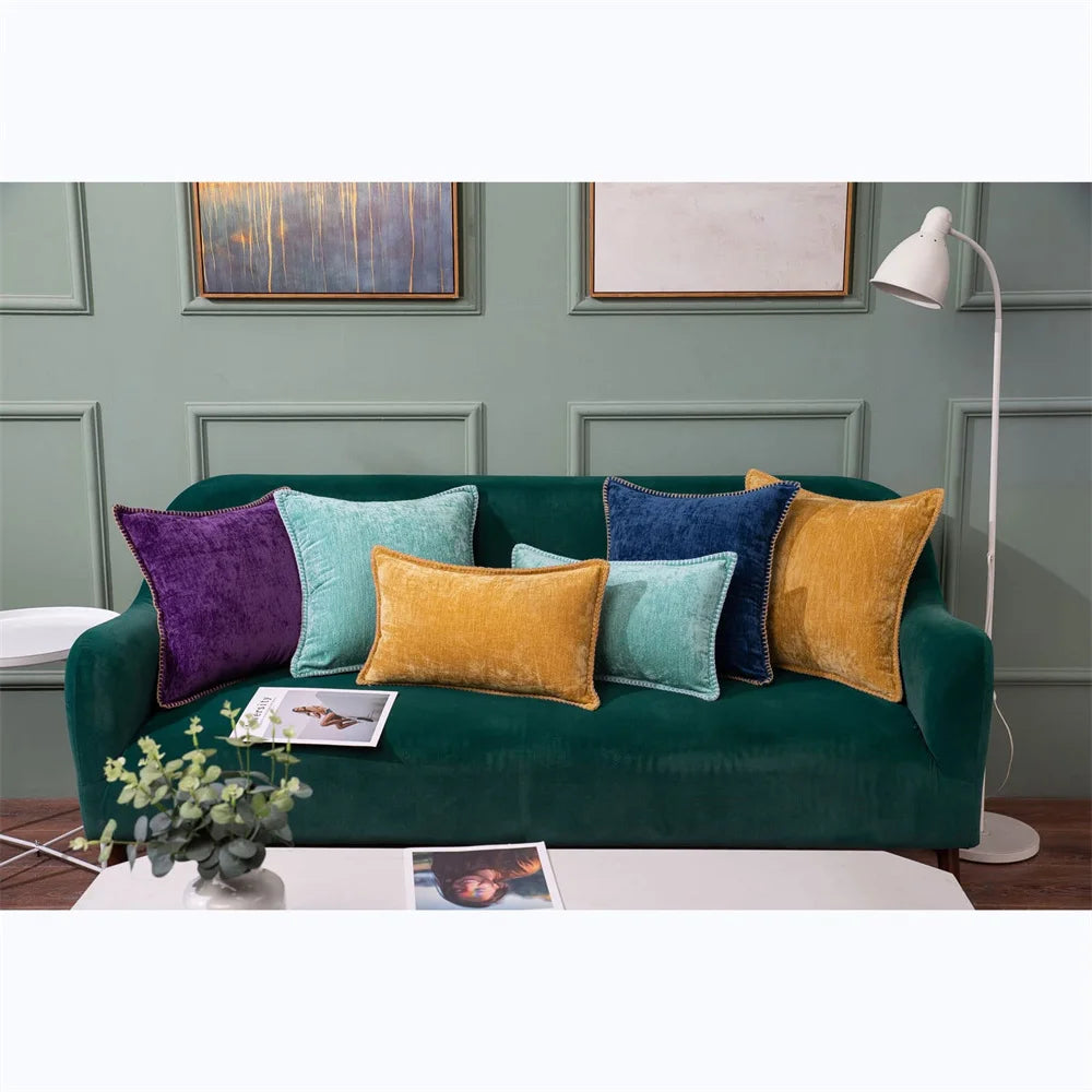 Homaxy Chenille Cushion Cover 50x50cm Velvet Decorati Throw Pillow Cover Soft Luxury Pillowcase For Sofa Decor Pillow Case 40x40