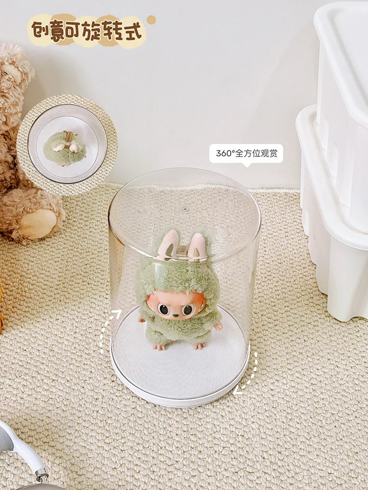 Labubu Pendant Display Box Rotating Transparent Labubu Doll  Storage Blind Box Storage Display Dustproof And Moisture-Proof