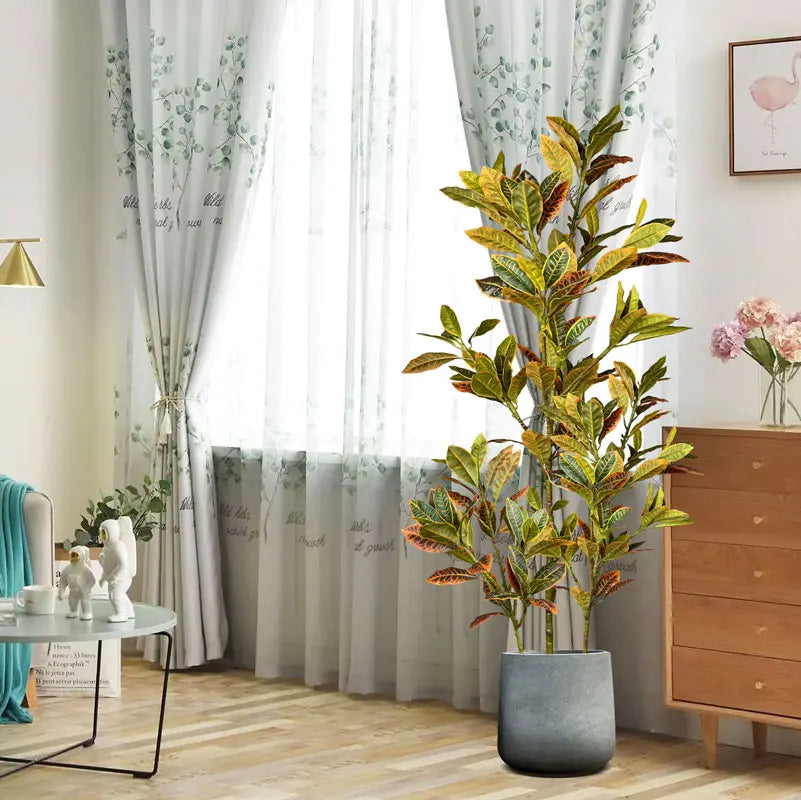 80-120cm Artificial Large Tropical Plant Branch Fake Magnolia Leaves Plastic Banyan Tree Branch for Home Garden Party Decoration