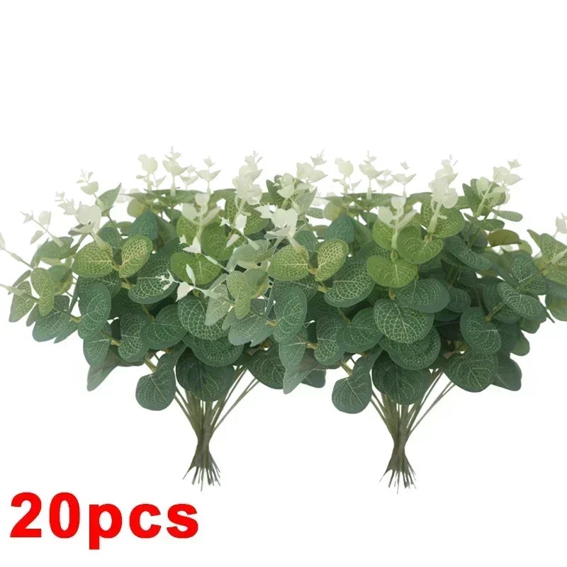 10/36PCS Artificial Eucalyptus Stems Green Leaves Eucalyptus Branches Flower Bouquet Wedding Christmas Decoration Fake Plant