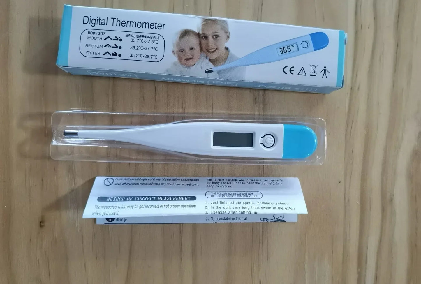 Digital water thermometer Accurate oral and armpit temperature readings Fever alarm thermometer