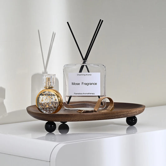 1Pc Wooden Tray, Walnut Color Entrance Key Tray, Jewelry Cosmetics Perfume Aromatherapy Tray