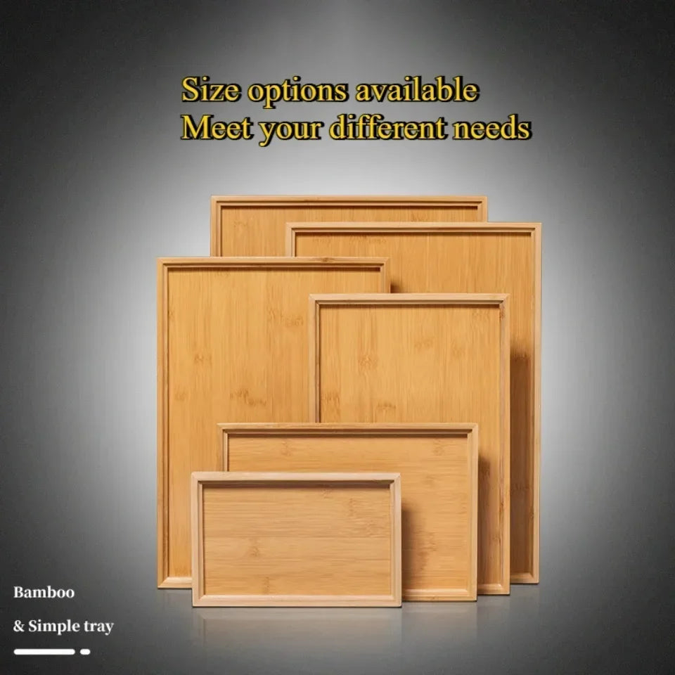 Rectangular Tea Tray Household Kitchen Plate Tools Serving Dish Bamboo Tea's Bar Storage Trays for Wooden Tableware Wood Pallet