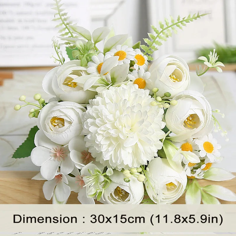 1pc Artificial Flower for Decoration with 7 Fake Flowers Faux Bouquet Arrangements for Home Bridal Wedding Party Chrysanthemum