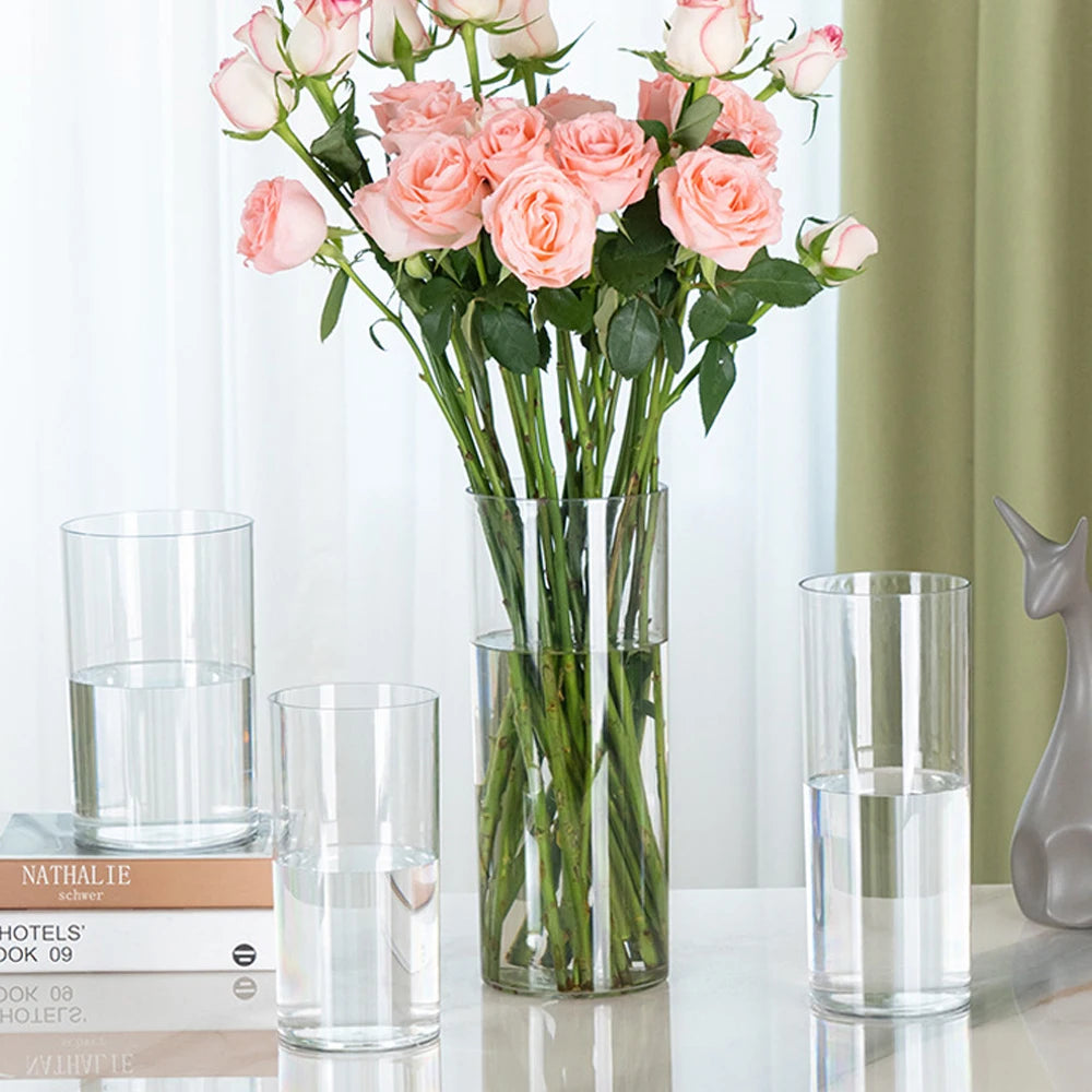 1Pcs Shatterproof Plastic Vases Tall Large Transparent Flower Vase Hydroponic Decoration Flowerpot  Acrylic Cylinder Vases