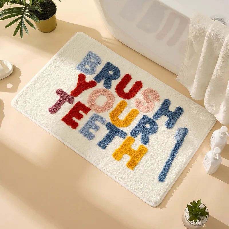 Inyahome Get Naked Bath Mat Bathroom Rugs for Bathtub Mat Cute Bath Rugs for Apartment Decor Tufted Gray and White Shower Mat