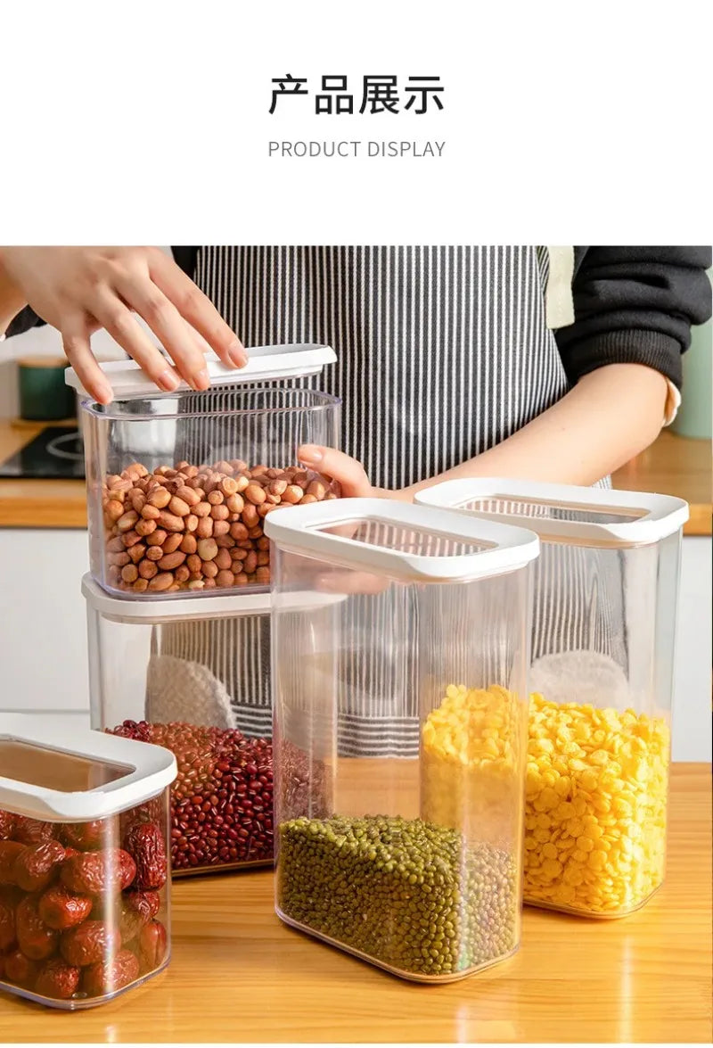 Sealed Grain Storage Box Transparent Food Cereal Kitchen Storage Container Rice Tank Barrel Coffee Bean Organizer Kitchen Tools