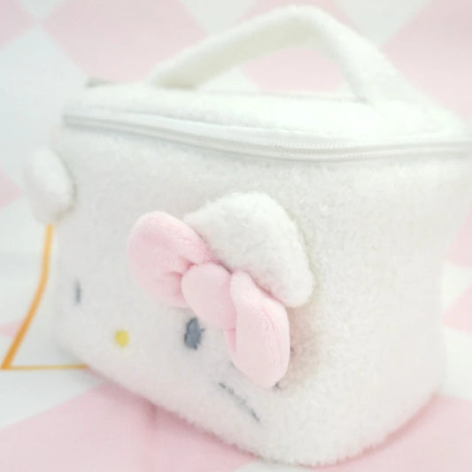 Sanrio Hello Kitty Plush Cosmetic Bag Cute Kuromi My Melody Zipper Large  Women Travel Make Up Toiletry Bag Washing Pouch Pouch
