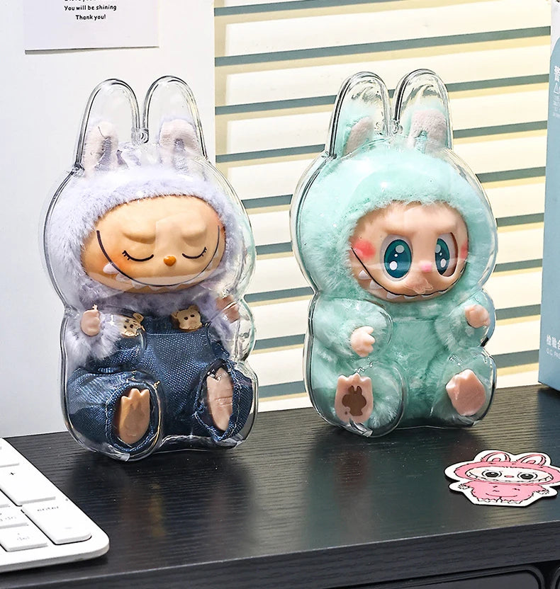 For Labubu Transparent Protective Case LABUBU Doll Protector Portable Pendant Storage Box for Labubu Clear Display Bag 1pc
