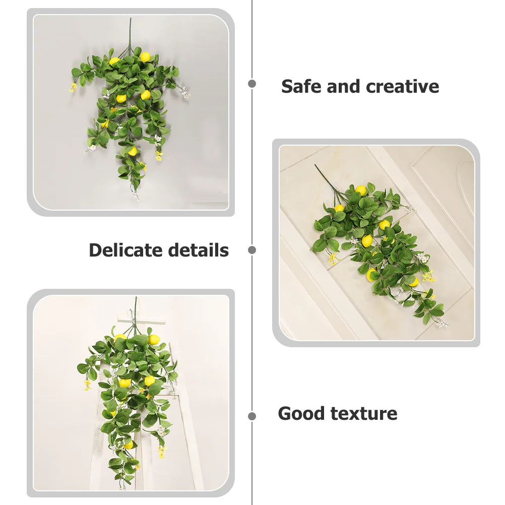 Artificial Lemon Branch Fake Lemon Leaves Yellow Green Fake Lemon Bouquet Hanging Lemon Branch For Wedding Party Decoration