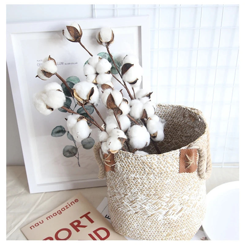 Naturally Dried Cotton Cheap Artificial Plants Floral Branch Vases Wedding Garden Party Decorations Fake Flowers Home Gift Decor