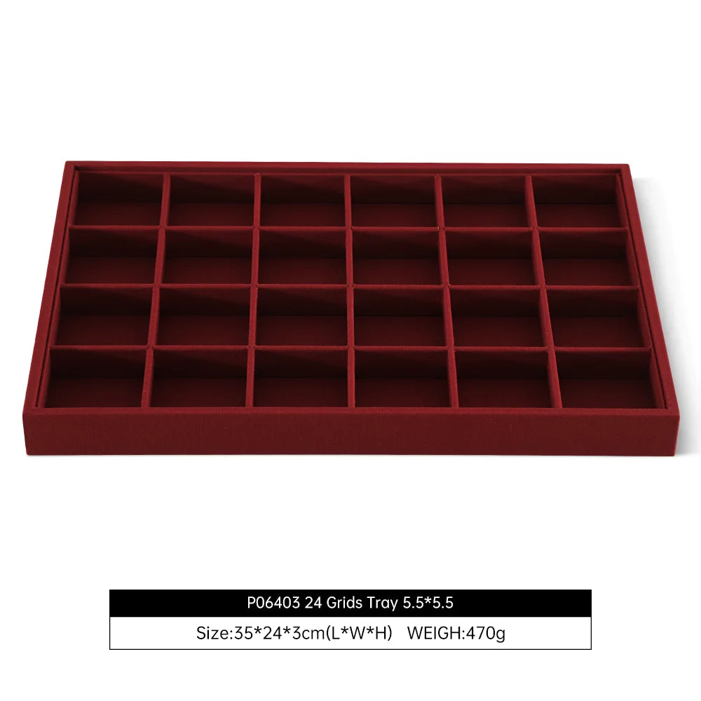 YinBeiNi Linen Stackable Ring Earring Bracelet Necklace Display Tray Jewelry Storage Drawer Insert Organizer Holder Tray P062