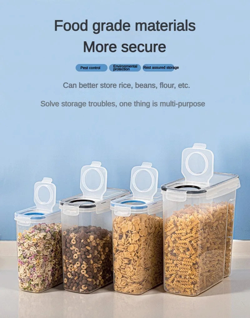 4pc Kitchen Food Storage Tank Miscellaneous Grain Storage Box 2.5L/4L Set Transparent PP Sealed and Waterproof Storage Container