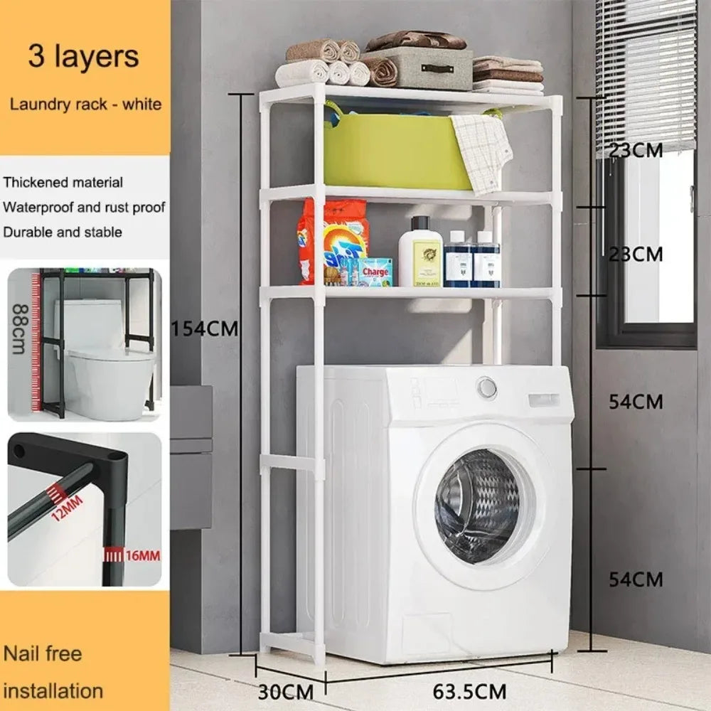 Washing Machine Storage Rack 3 Layers Adjustable Portability Balcony Storage Racks Floor Standing Toilet Bathroom Accessories