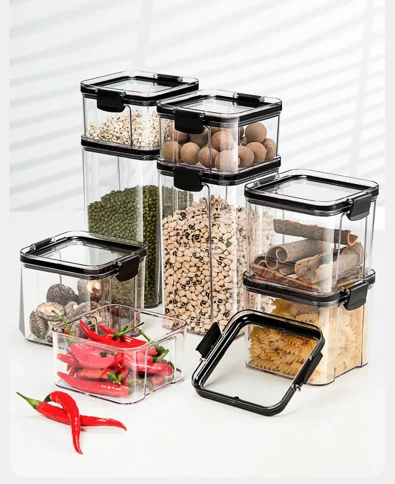 Kitchen Refrigerator Food Storage Container Multigrain Storage Tank Transparent Sealed Cans Noodle Box Bottle Canisters with Lid