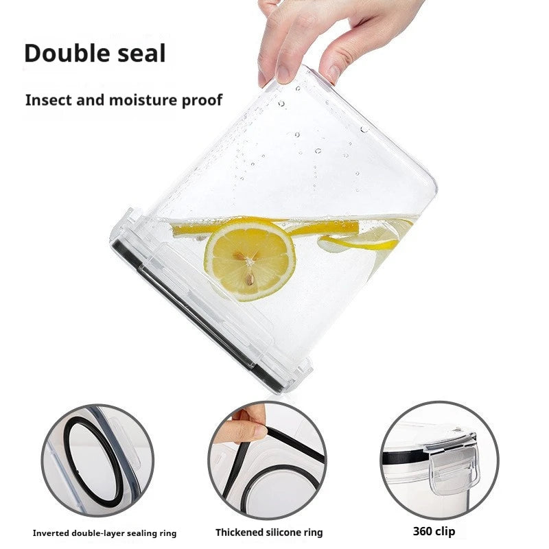 4L  Airtight Cereal Storage Container Moistureproof Insect Proof Rice Bucket Food Storage Box Plastic Transparent Sealed Tank