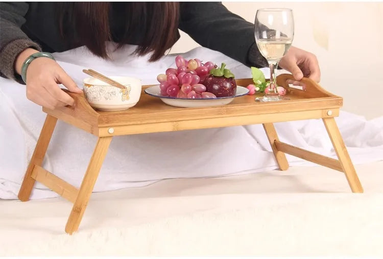 Bed tray, folding dining tray, wooden bamboo tea tray, picnic table, bed with postpartum meal tray, footboard vegetable tray, fr