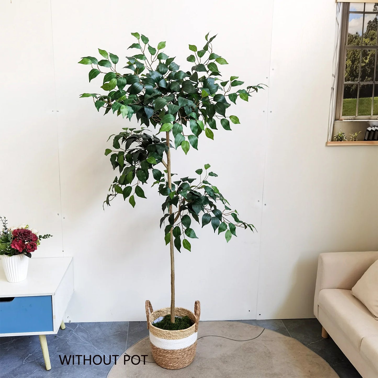 130-170CM New Artificial Ficus Plant banyan tree Branches Faux Tall Plant Ornament indoor Fake Plant For Home living room decor