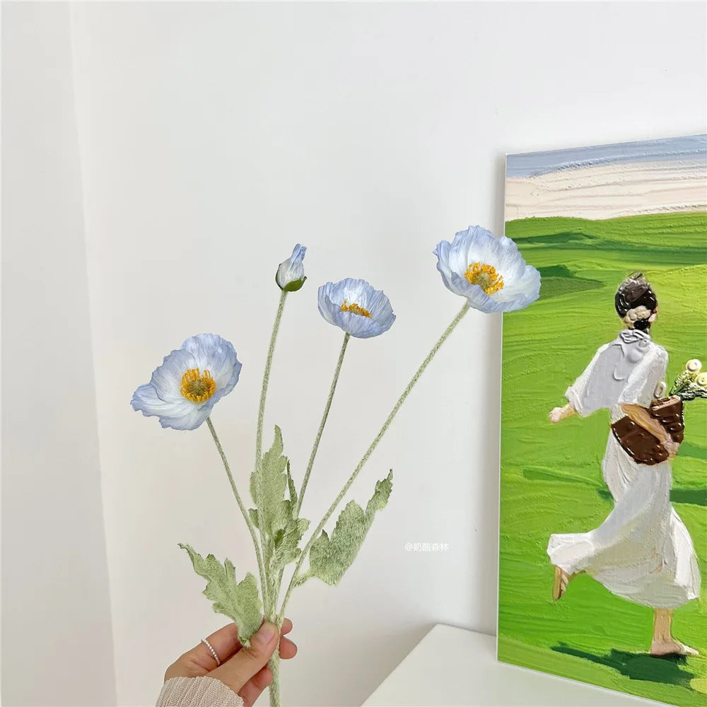 Artificial Silk Flowers Simulation Poppies Wedding Decoration Long Fake Poppy Branch Home Table Decor Ornaments Wedding Flowers