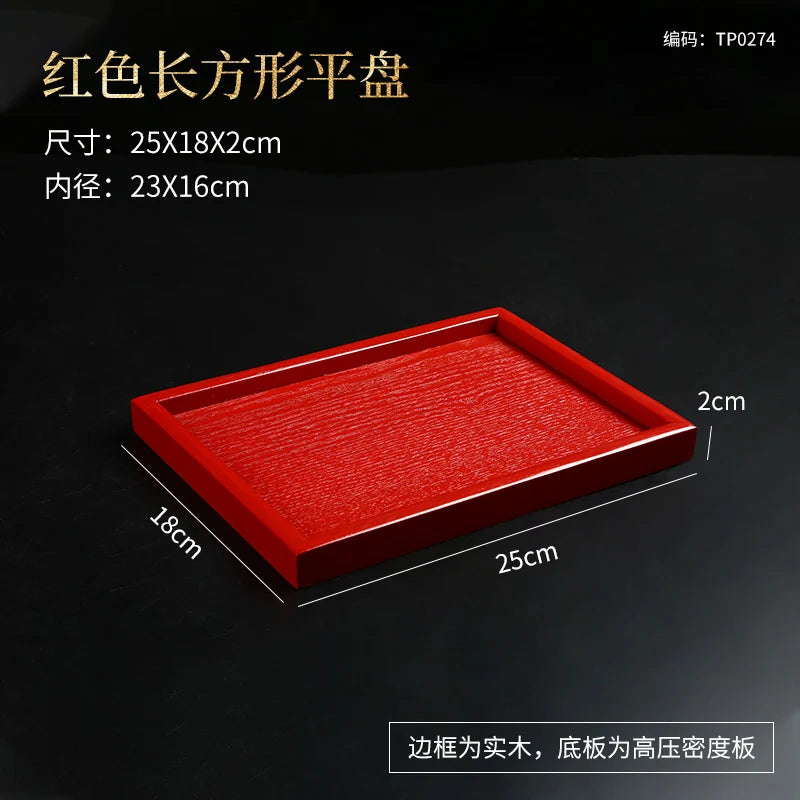 Chinese Red Solid Wood Tray Wedding Wedding Decorative Tray Home Dry Brew Tea Tray Wedding Supplies