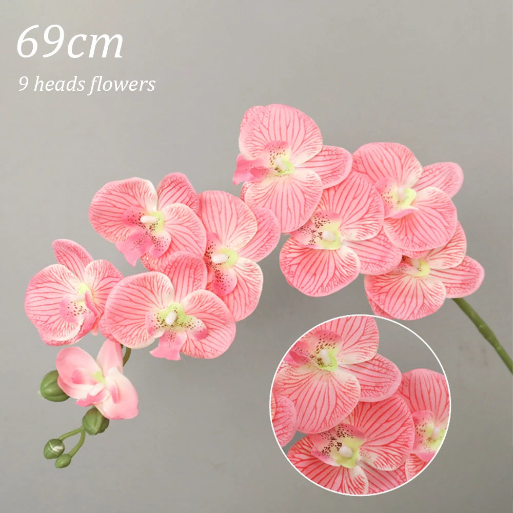 1pc Artificial Phalaenopsis Flowers 27in Orchid Realistic Fake Flower Branch for Home Room Floral Arrangement Wedding Decoration