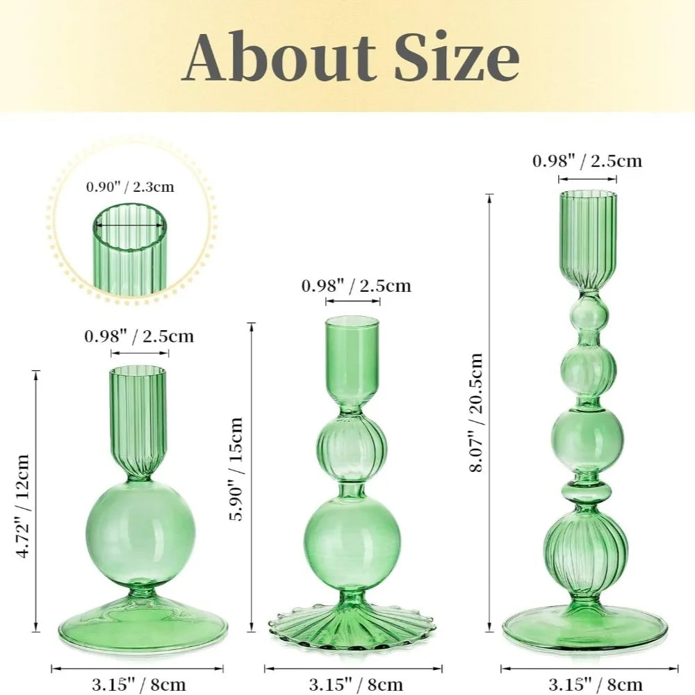 3Pcs/set Glass Candle Holders Crystal Ribbed Candlestick Romantic Wedding Candelabra Home Decor Vase Table Centerpieces Wedding