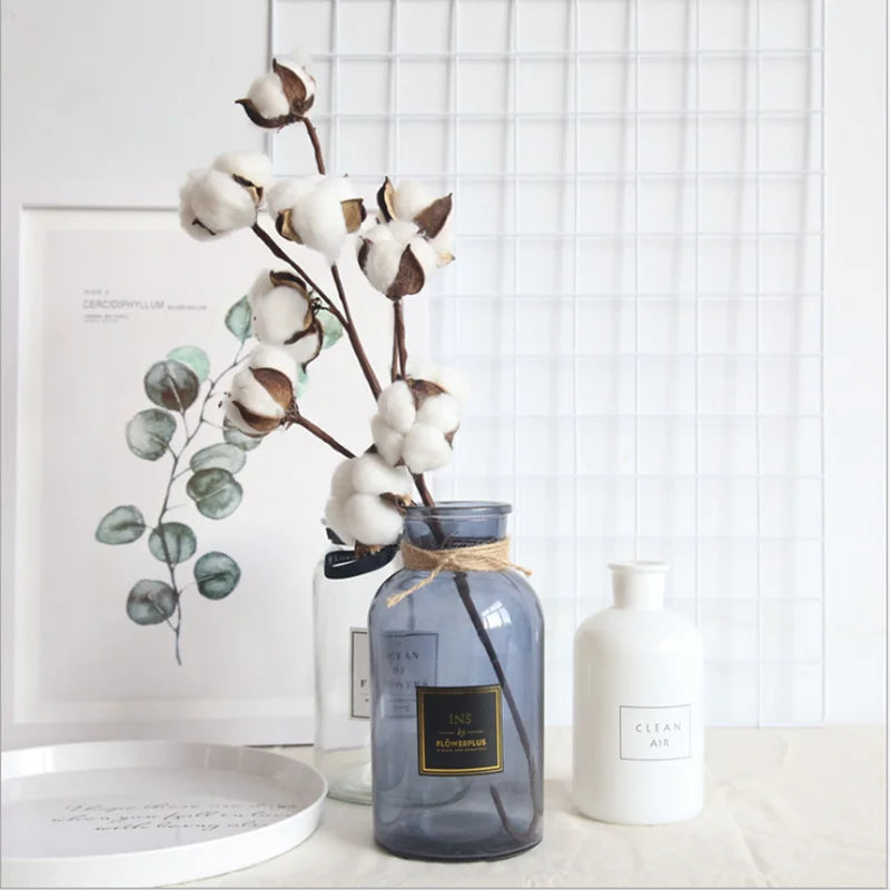 Naturally Dried Cotton Cheap Artificial Plants Floral Branch Vases Wedding Garden Party Decorations Fake Flowers Home Gift Decor