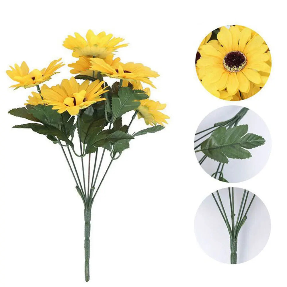 7 Heads Artificial Sunflower Bouquet Silk Fake Flower DIY Wedding Home Party Festival Decor Gift Centerpieces Living Room Supply