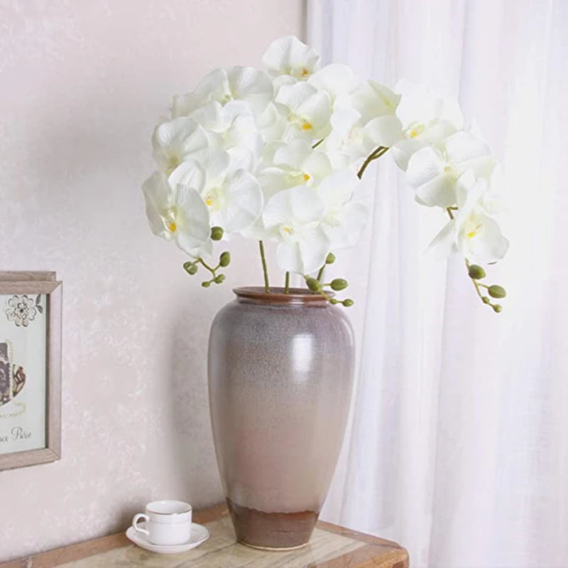 Artificial Orchid Flower 45cm/17inch Long Stem Fake Phalaenopsis Orchid with 5 Flowers Faux Flower for Home Office Decor