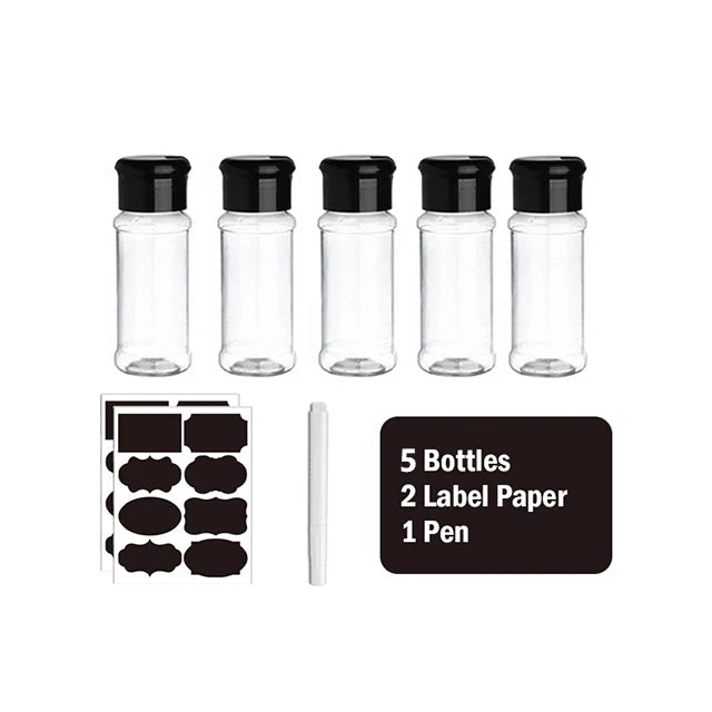 Spice Jars Seasoning Shaker Bottles Plastic Kitchen Spices Storage Condiment Jar Salt Pepper Boxes Kitchen Spice Organizer Rack