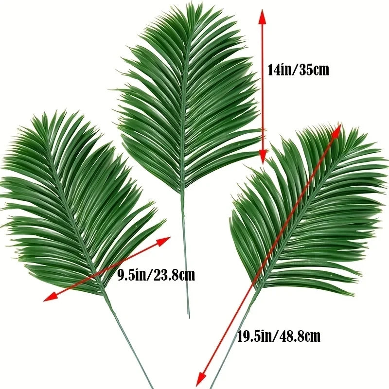 10 Pcs Artificial Plants Tropical Palm Leaves Hawaii Luau Birthday Party Wedding Decor Fake Plants for home and living room
