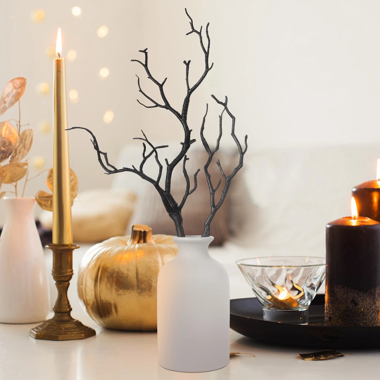 4pcs Artificial Dried Branch Simulate Antler Tree Branch Fake Plastic Decor Natural Antler Decor Dried Bouquet Home Xmas Adorn