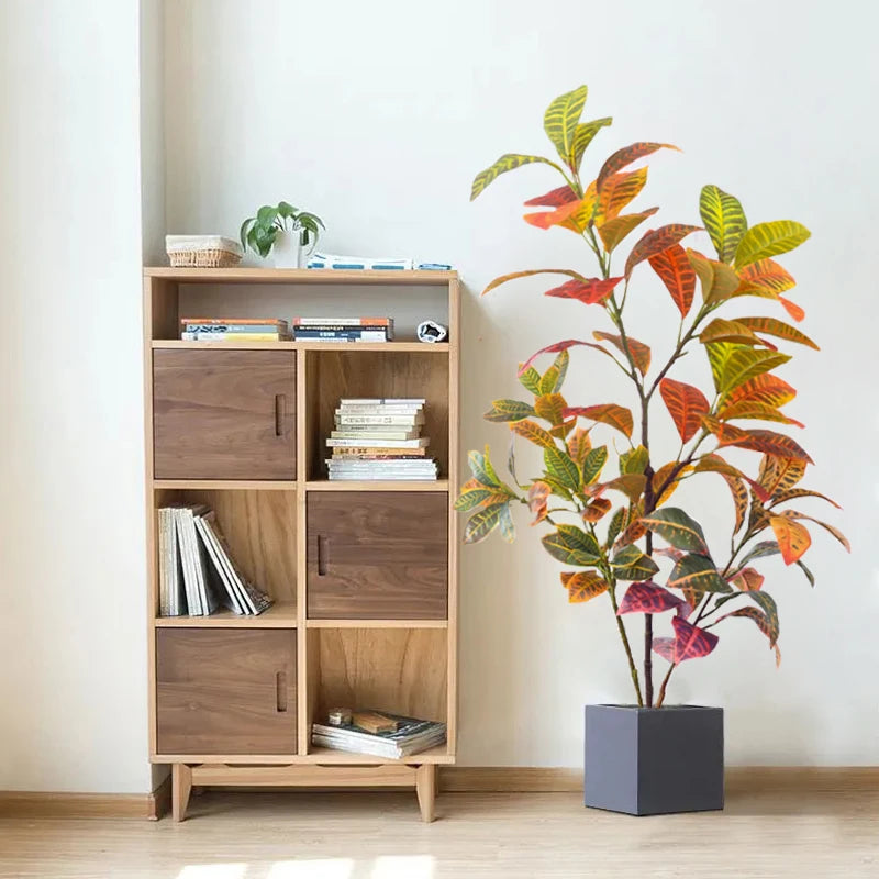 70-100CM Large Fake Ficus Artificial Tropical Rubber Plants Plastic Codiaeum Leaves Autumn Leaves Home Garden Decoration