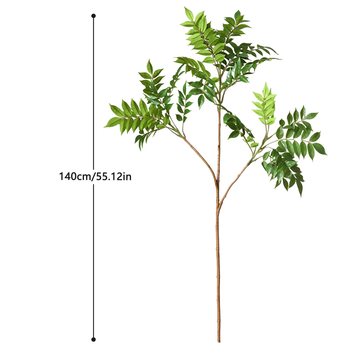 76-140（49.2in）Artificial Ficus Tree Branch Fake Lacquer Tree Plastic Banyan Plants Green Tall Palm Leaves For Home Garden Decor