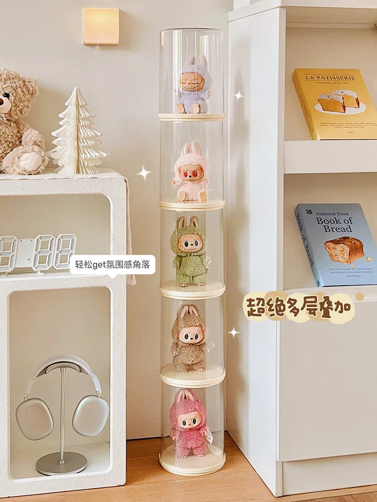 Labubu Pendant Display Box Rotating Transparent Labubu Doll  Storage Blind Box Storage Display Dustproof And Moisture-Proof