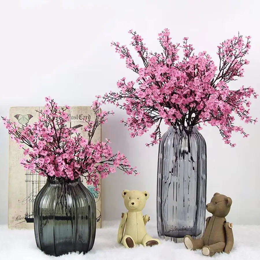 White Artificial Flowers Cherry Blossoms Gypsophila Fake Plants DIY Wedding Bouquet Vases for Home Decor Faux Festival Branch