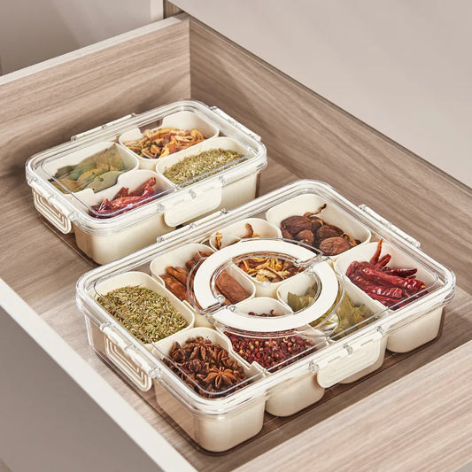 Kitchen Seasoning Storage Box Spice Box Integrated Multi Grid Storage Sealed Tank Moisture-Proof Salt Tank Kitchen Supplies 2025