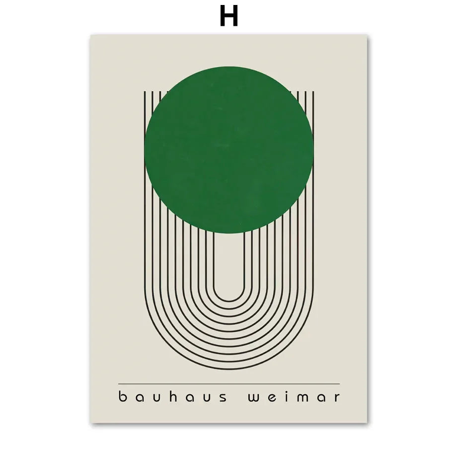 Scandinavian Modern Minimalist Wall Art Abstract Bauhaus Green Beautiful HD Canvas Poster Prints Home Bedroom Living Room Decor