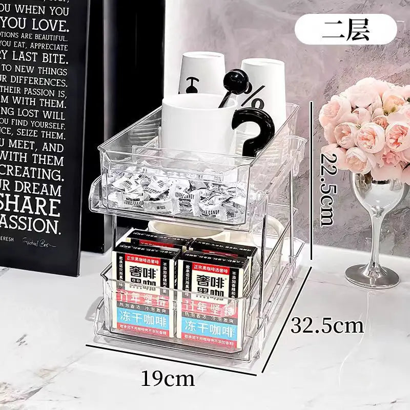 Acrylic Stackable Drawer Organizer Tray for Under Sink Office Multi-Purpose Storage Container Slide-Out Clear Container