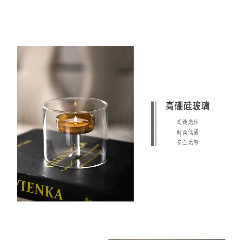 European Style Light Luxury Dining Table Candle Holder Candlelight Dinner Prop Romantic Candle Holder Decoration