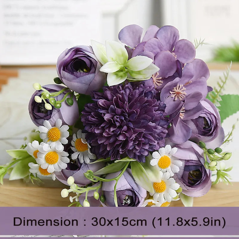 1pc Artificial Flower for Decoration with 7 Fake Flowers Faux Bouquet Arrangements for Home Bridal Wedding Party Chrysanthemum